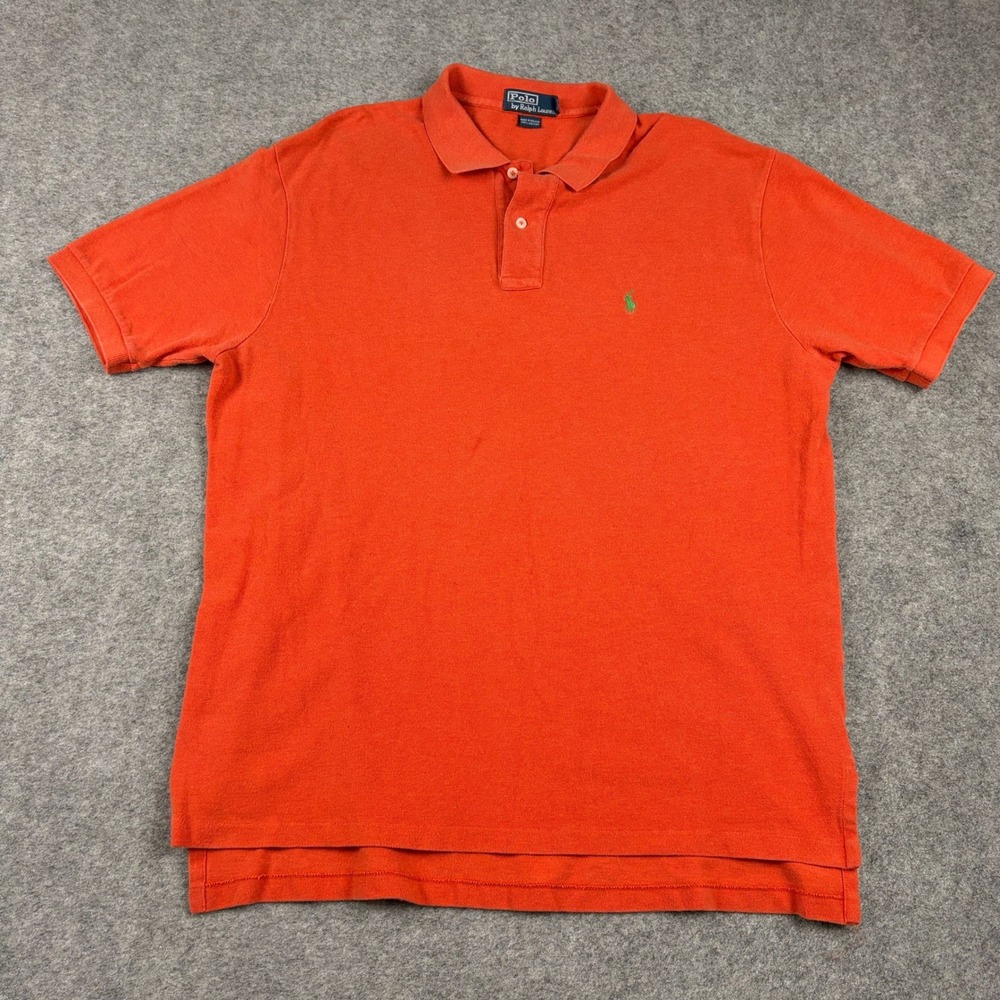 Polo Ralph Lauren Polo Shirt Mens XL Orange Short Sleeve Pique Pony Logo